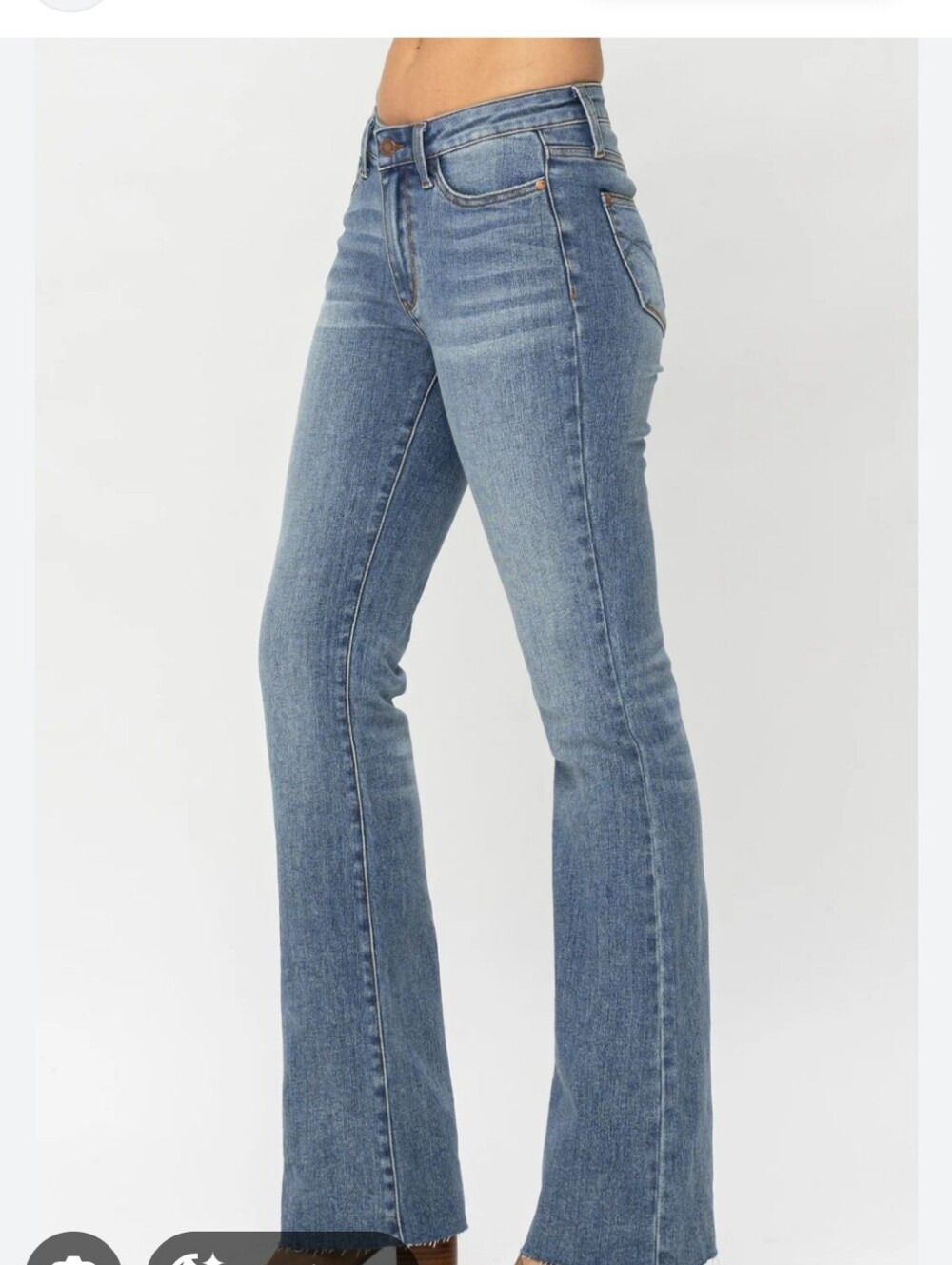 Judy Blue High Waist Double Button Bootcut Raw Hem Denim Jeans Size 9